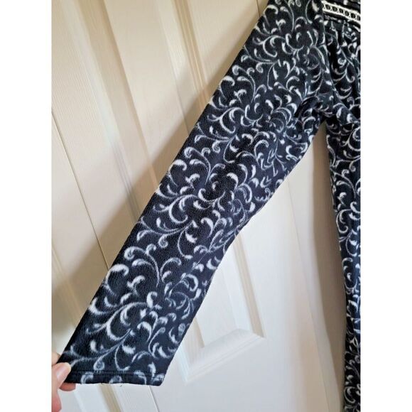 Celestial Dreams 3X Long Sleeve Fleece Long Night Gown ( 22-24w) Black/White - Picture 4 of 5